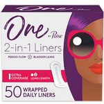 One by Poise Panty Liners (2-in-1 Period & Bladder Leakage Daily Liner), Long, Extra Coverage, 50 Count