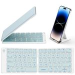 Samsers Bluetooth Foldable Keyboard, Wireless Portable Folding Keyboard, Full-Size Ultra-Slim Rechargeable Keyboard Connect Up to 3 Devices for iOS Android Windows Phone Tablet and Laptop, Blue