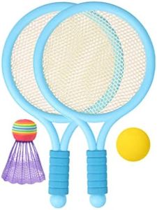 Toddmomy Kids Tennis Racket Plastic Badminton Racket Plastic Tennis Racket with 1 Tennis Ball Shuttlecock for Kids Toddler Outdoor Indoor Sports Play