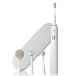 SOOCAS Sonic Electric Toothbrush for Adults, Rechargeable Whitening Toothbrush with 4 Modes, 39,600 VPM Motor, 2 Min Build in Timer, 4 Hours Charge 30 Days Use, 3 Brush Heads & Travel Case, X3U White