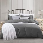 PHF Washed Soft Duvet Cover Set Double Size, 3 PCS Silky Breathable Microfiber Comforter Cover Set, Ultra Soft Comfy Duvet Cover with Pillow Shams (Double Size, 200 x 200 cm, Dark Grey)