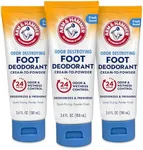 Arm & Hammer Cream to Powder Foot Deodorant, 24 Hour Protection Odor & Wetness Protection, Apply as Cream Dries to Powder (3 Pack)