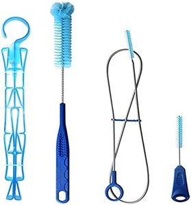 TANNOZHE Hydration Bladder Cleaning brush Set for Universal Water Reservoir,Water Bladder Cleaning Kit 4 in 1 Flexible Long Brush for Hose, Small Brush for Bite Valve, Big Brush for Bladder&