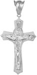 Claddagh Gold Religious Jewelry Men's 925 Sterling Silver Jesus Christ the Redeemer Cross INRI Crucifix Necklace Pendant