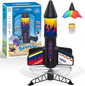 ROHSCE Rocket Launcher Model Rocket Kits with Launch Set, Ultra-high Flying Rocket, Rocket Toy, Kids Outdoor Toys, Gift for Kids Ages 8-12 Children's Day Gift, Black