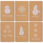 Kraft Paper Holiday Greeting Cards Assortment with Envelopes, 6 Designs (4 x 6 In, 36 Pack)