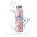 JOHNSMITH Hydrogen Water Bottle, Alkaline Water Bottle 15oz, Creates High pH Premium Water, Portable Insulated Stainless Steel Bottle Alpine Ore Filter Water Bottle for Sports, Outdoor, Office, Pink