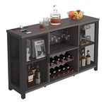 VEVOR 55 Inch Industrial Bar Cabinet, Wine Table for Liquor and Glasses, Sideboard Buffet Cabinet with Wine Rack, Freestanding Farmhouse Wood Coffee Bar Cabinet for Living Room, Home Bar, and Kitchen