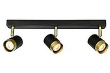 CGC Lighting ORIO Black and Brushed Gold GU10 Adjustable Indoor Ceiling Wall Triple Spot Light (Black, Triple Spot Light)