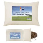 LOFE Organic Buckwheat Pillow for Sleeping - 14''x20'', Adjustable Loft, Breathable for Cool Sleep, Cervical Support for Back and Side Sleepers(Tartary Buckwheat Hulls)