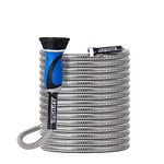 Heavy Duty Stainless Steel Garden Hose 100Ft – Lightweight Flexible Metal Garden Hose - Thorn Proof Steel Metal Water Hose with Solid Fittings for Ga (100 feet)