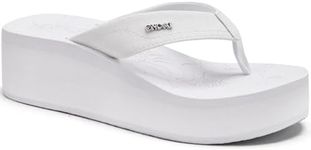 ONCAI Women’s Platform Flip Flops Trendy Dressy Womans Summer Sandals with Comfortable Flatform Arch Support Walking Outdoor Rubber Soles White size 7