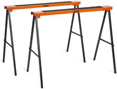 VonHaus Saw Horse Pair - Saw Horses Twin Pack with 200kg Weight Capacity - Log Workbench, Lightweight with Carry Handle and Non-Slip Work Surface - Portable Cutting Horse for Cutting Logs