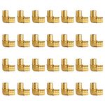 WiseWater 28 Pcs PEX Fittings 3/4 Inch, 3/4 inch 90 Degree Elbow PEX Fittings, Brass Barb Crimp PEX Pipe Fitting for PEX Pipe Plumbing Projects (Pack of 28)