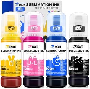 Printers Jack 4x100ml Sublimation Ink Auto Refill for Supertank Printers ET2800 ET15000 ET-2720 ET-4700 ET-2760 ET-3760 ET-4760 ET-2700 ET-2750 ET-4750 L3110 L3150 /Upgrade Version/Free ICC Printing