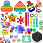 Chennyfun Fidget Toy Set, 36PCS With Box Fidget Pack, Sensory Anxiety Relief Stress Toys for Autism, Fidget Toy in Rainbow color, Octopus Relaxing Entertainment Birthday Gift for Kids Adults