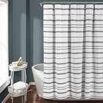 Lush Decor Stripe Clip Jacquard Shower Curtain, 72" x 72", White & Gray