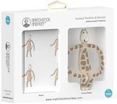 Matchstick Monkey, Antimicrobial Teether & Muslin Gift Set - 1 Animal Teether, 1 Soft 100% Organic Cotton Muslin - Gigi Giraffe