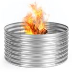 Fire Pit Ring, Raised Heitht 24 Inch, Jotesnew Galvanized Fire Ring for Outside Fire Wood-Burning Pit, Heavy Duty Steel Fire Pit In-Ground for Backyard, Camping, Bonfire, 4x4x2FT