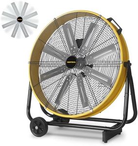 VENTISOL 24 Inch Industrial Floor Drum Fan, 8600 CFM Heavy Duty Floor Fan 3-Speed Air Circulator with Castors, High Velocity Shop Fan Strong Airflow for Warehouse, Basement, Facotry, Barn, Garage