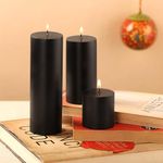 PROSPERRO LUMO by Parkash Candles Unscented Pillar Candles Set of 3 || 2x2, 2x4, 2x6 Inches || Paraffin Wax Candles || Home Decor (Black)