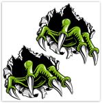 SkinoEu® 2 x Vinyl Stickers Skull Monster Claws Scratch Cartoon Funny Laptop Car Window Auto Moto Motorcycle Helmet Bike Skate Truck Racing Tuning B 135