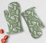 Oasis Home Cotton Shell with Inner Polyester Printed Glove Set -SN Green Leaf (Pack of 2)