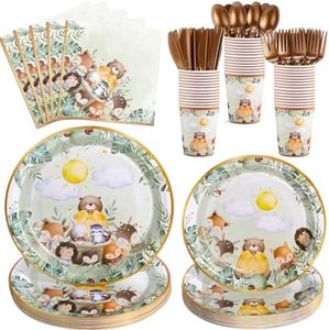 Xiangqu 175 Pcs Safari Baby Shower Decorations Serve 25, Disposable Jungle Baby Shower Plates and Napkins, Cups, Plastic Cuterly for Boy Baby Shower,Jungle Theme Baby Shower Decorations