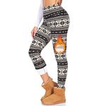 DHSO Fleece Lined Leggings Women High Waisted Winter Warm Workout Leggings Thick Thermal Yoga Pants, Snowflower Large