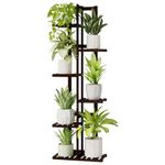 Bamworld 6 Tier Bamboo Plant Stand Indoor, Corner Plant Shelf for Multiple Plants, Tall Tiered Flower Stand for Window Garden Balcony Home Decor Living Room Bedroom(Coffee Brown)