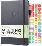 Clever Fox Meeting Notebook – Work & Business Meeting Organizer for Meeting Agenda, Notes & Action Items – Notepad for Project Management & Meetings – Undated, Hardcover, A5, 5.8x8.3″ - Black