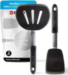 DI ORO Silicone Turner Spatula Set - Kitchen Spatulas for Nonstick Cookware - Flexible & Thin Flippers for Eggs & Pancakes - 600°F Heat-Resistant & BPA Free Cooking Utensils (2pc, Black)