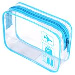 Clear Travel Toiletry Bag TSA Approved Liquids Bag Waterproof Clear Toiletry Bag PVC Travel Makeup Bag Portable Transparent Cosmetic Bag Carry On Pouch Airplane Clear Bag with Zipper for Women Men