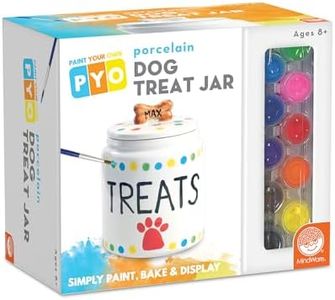MindWare Paint Your Own Porcelain: Dog Treat Jar Craft Kit - Includes Porcelain Dog Treat jar, 12 Bright Colors of Porcelain Paint, 2 paintbrushes and Painting Guide