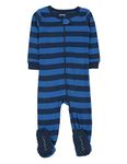 Leveret Striped Baby Boys Footed Pajamas Sleeper 100% Cotton Kids & Toddler Pjs (0 Months-5 Toddler) - Blue - 3 Years