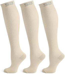 SB SOX 3-Pair Compression Socks (15-20mmHg) for Men & Women – Best Socks for All Day Wear! (XXL, 02 – Solid Nude)