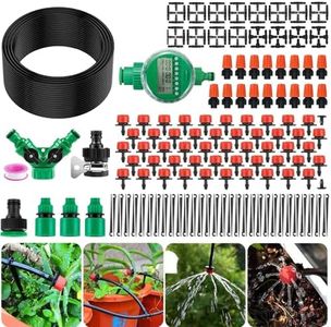 Leona Co 50M Drip Irrigation Kit, Garden Watering System, Misting Micro DIY Automatic Irrigation Equipment Set Outdoor Plants, Greenhouse Flower, Bed Patio, Lawn (202PCS KIT)