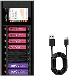 LIMETA Rechargeable AA Battery Charger for AA/AAA Battery NiCd, NiZn, LiFePO4 and More 8-Channel Independent Rapid Charging Rechargeable Battery Station AAA Charger