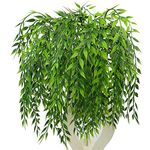 CATTREE Artificial Weeping Willow, Plastic Plants Greenery Leaves Fake Hanging Vine Faux Ivy Garland UV Resistant for Indoor Outdoor Garden Baskets Wedding Party Table Decor Decoration 4 Pack