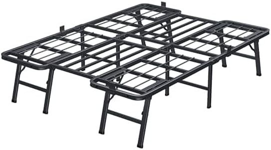 VIPSHOW 18 Inch Full Metal Bed Frame Folding Bed Frame Tool-Free Assembly Mattress Foundation No Box Spring Needed Platform 2500lbs Heavy Duty Steel Slats, Noise-Free, black