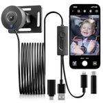 CIMELR Baby Car Camera HD 1080P, Compatible with iPhone, Baby Car Mirror with Night Vision Feature, Easy Install, 360° Rotation Baby Car Monitor with Camera