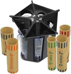 Compteur de Pièces de Monnaie, Tube de tri de Pièces, Compteur de Monnaie 5 en 1 avec Emballages Pièces Monnaie, Trieuse Monnaie pour Banque, Magasin, Porte Monnaie Trieur de Pièc