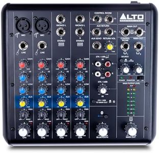 ALTO TrueMix 600 Audio Mixer with 2 XLR Mic Ins, USB Audio Interface and Bluetooth for Podcasting, Live Performance, Recording, DJ, PC and Mac
