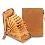 ABYS Tan Genuine Leather Unisex Wallet||Card Case||Money Purse||Card Holder with Zip Closure