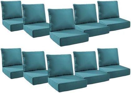 Pugire 6" Thick Outdoor Cushions 24x24x6, 10-Set Deep Seat Patio Cushions with Removable Cover, Waterproof & Fade Resistant Replacement for Wicker Chair, Loveseat, Sofa - Peacock Green