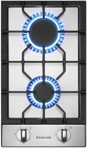 GASLAND 2 Burners Gas Cooktop 12 Inch GH30SF Drop-in Propane Stove Top with Thermocouple Protection, LPG/NG Convertible Dual Fuel Natural Gas Hob, Stainless Steel