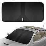 Car Windscreen Sun Shade Double layer Car Front Windshield Sun Shade UV Protector Foldable Seamless Windscreen Sunshade Cover Keep Car,Van Or Auto Cool 140 x 70cm (black)