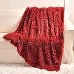 YUSOKI Red Faux Fur Throw Blanket,2