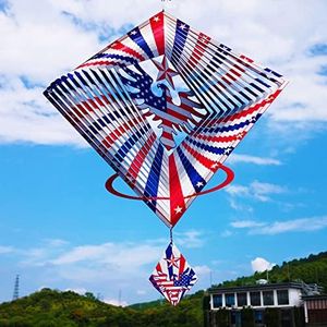 DJUAN 4th of July Decorations,13.5in Stainless Steel Eagle Flag Patriotic Wind Spinner Fourth of July Decor Outdoor,Garden Patriotic Decor Independence Day Decorations Wind Spinners for Yard,Garden