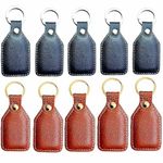 GIMNER 10 Pieces Genuine Leather Keychain | Leather Key Ring Hook | Keychain Holder | Car & Bike Keychain | Heavy Duty Keychain for Men and Women [ Black ] (Genuine leather, BROWN & BLACK)